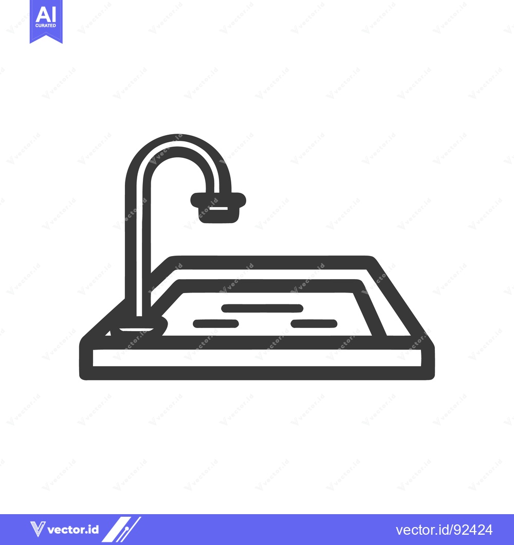 Premium Vector of Minimalist Bathtub Icon with Faucet, Clean Lines, Modern Design