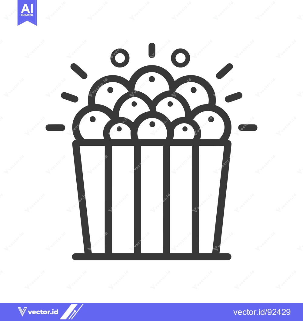 Premium Vector dari Popcorn in a Striped Box with Rays Emitting from the Top