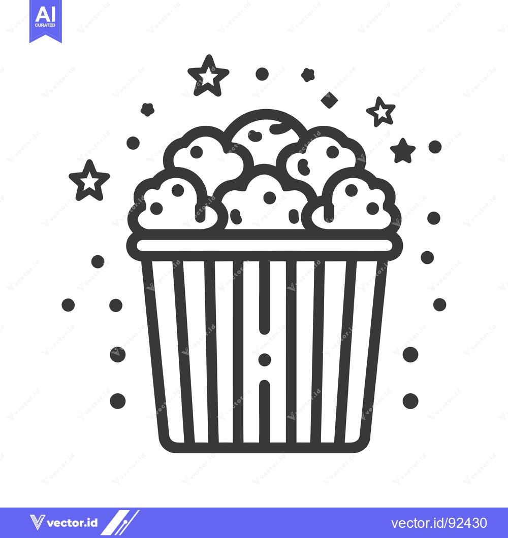 Premium Vector dari Popcorn in a Striped Box with Stars