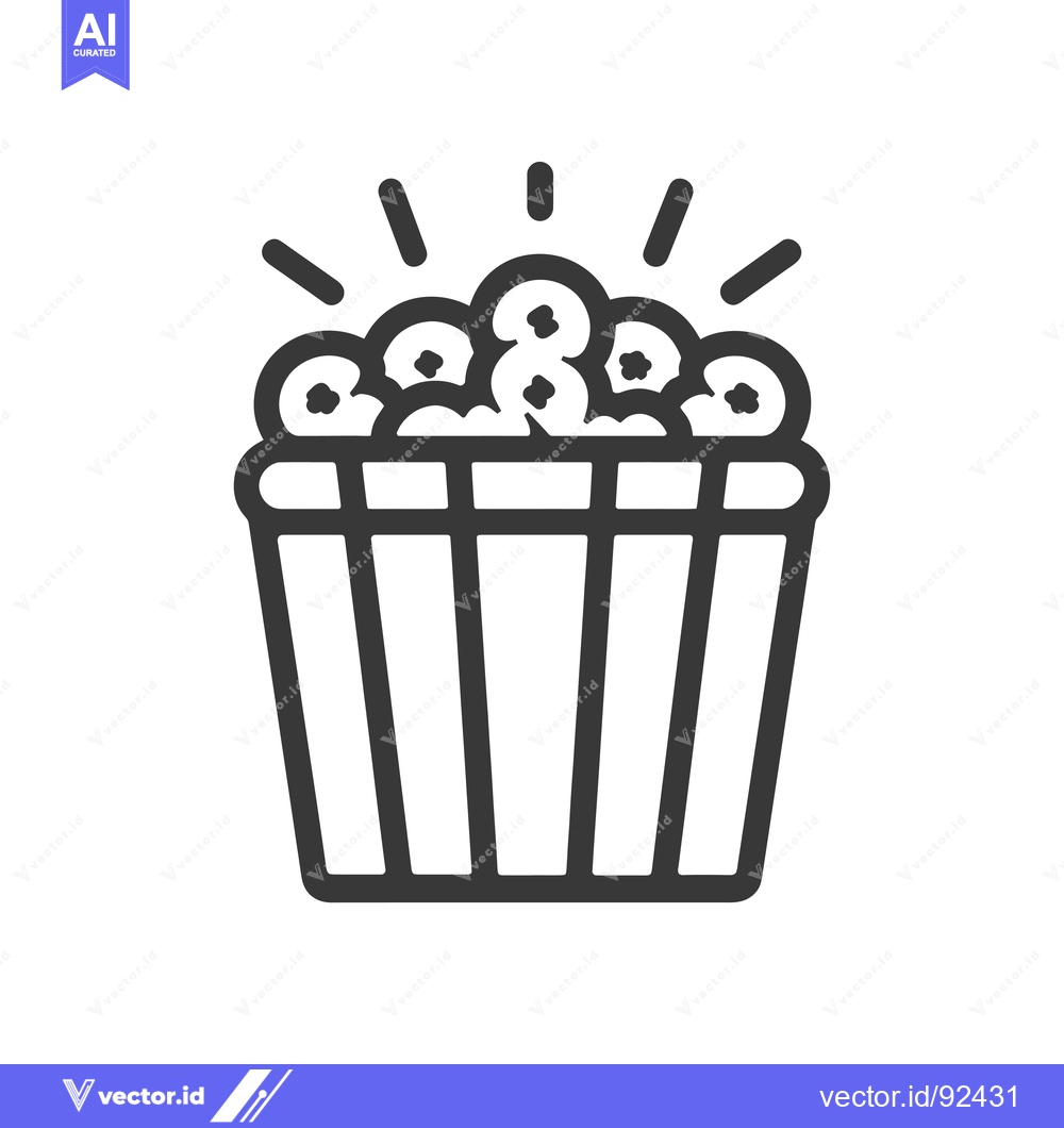 Premium Vector dari Popcorn in a striped bucket with radiating lines
