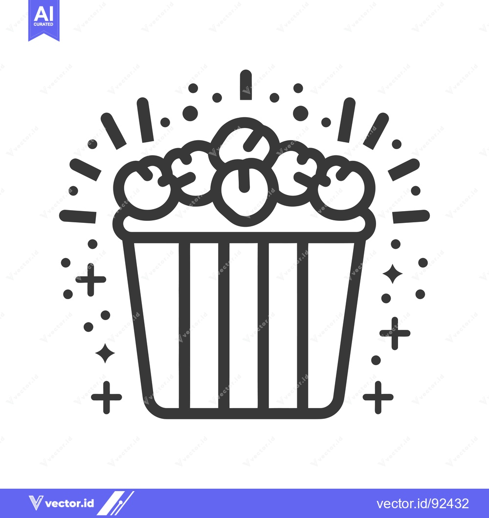 Premium Vector dari Popcorn in a Striped Bucket with Sparkles