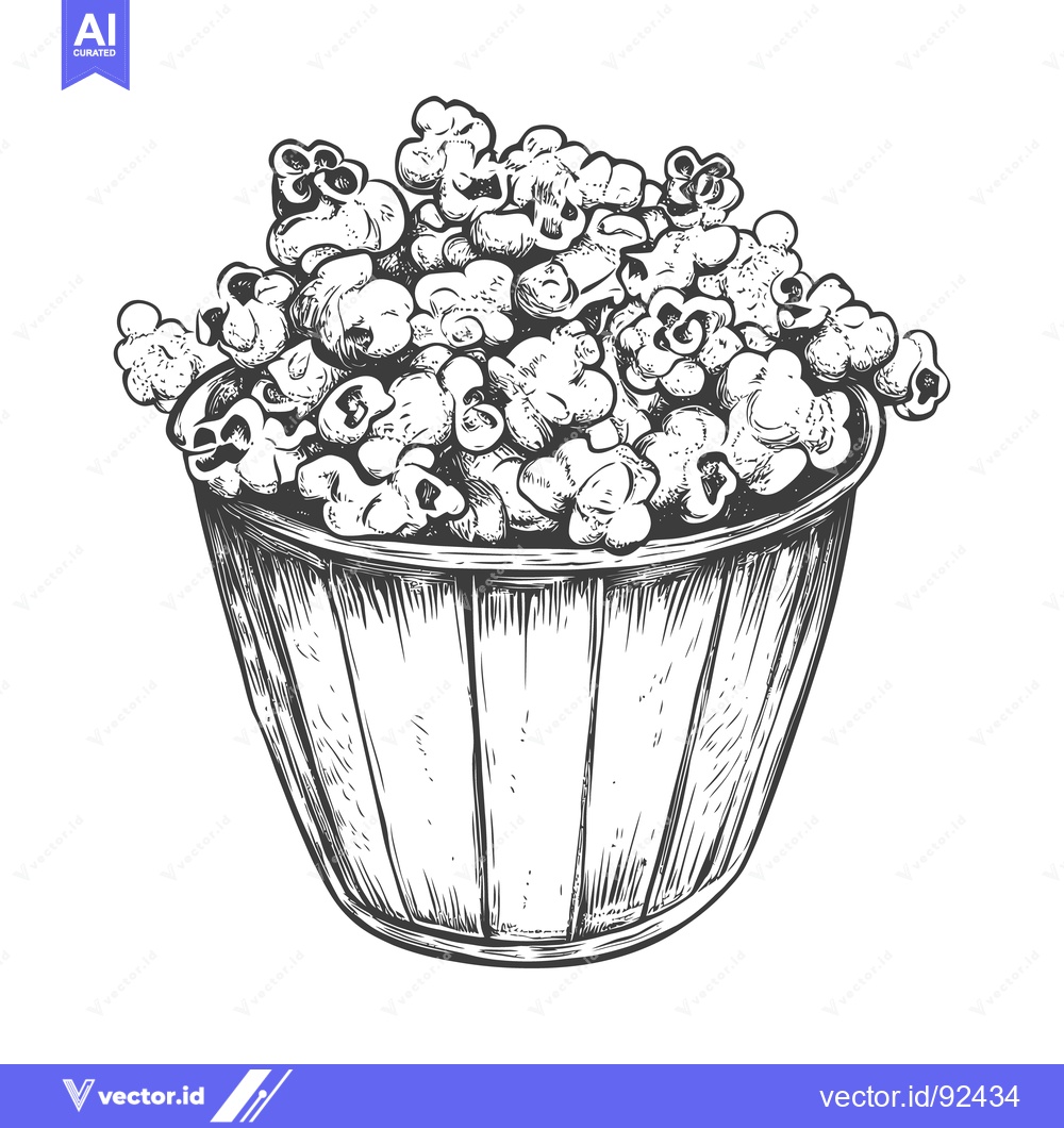 Premium Vector dari A full bucket overflowing with fluffy and delicious popcorn kernels