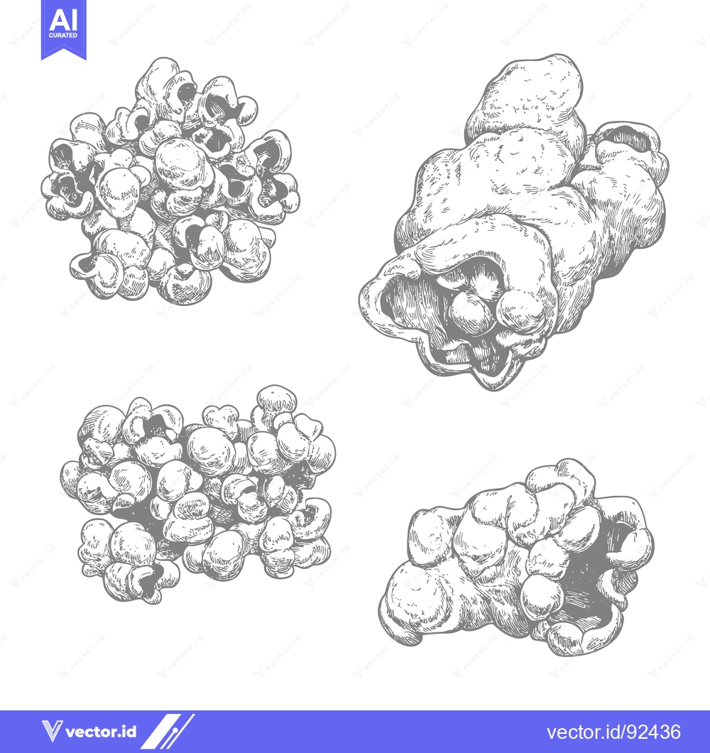 Premium Vector of Hand drawn illustrations of different pieces of popcorn kernels