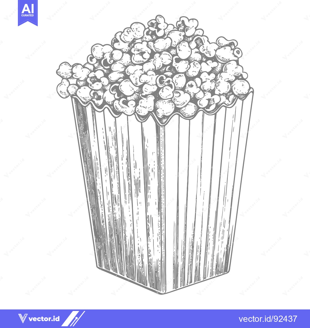 Premium Vector of A drawn image of a popcorn bucket filled to the brim