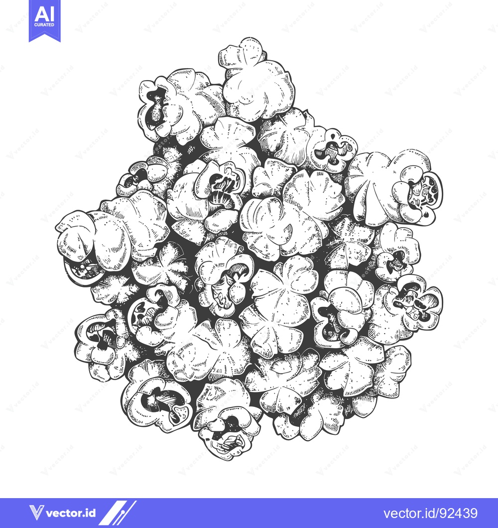 Premium Vector of A close up illustrated heap of fluffy popped popcorn kernels