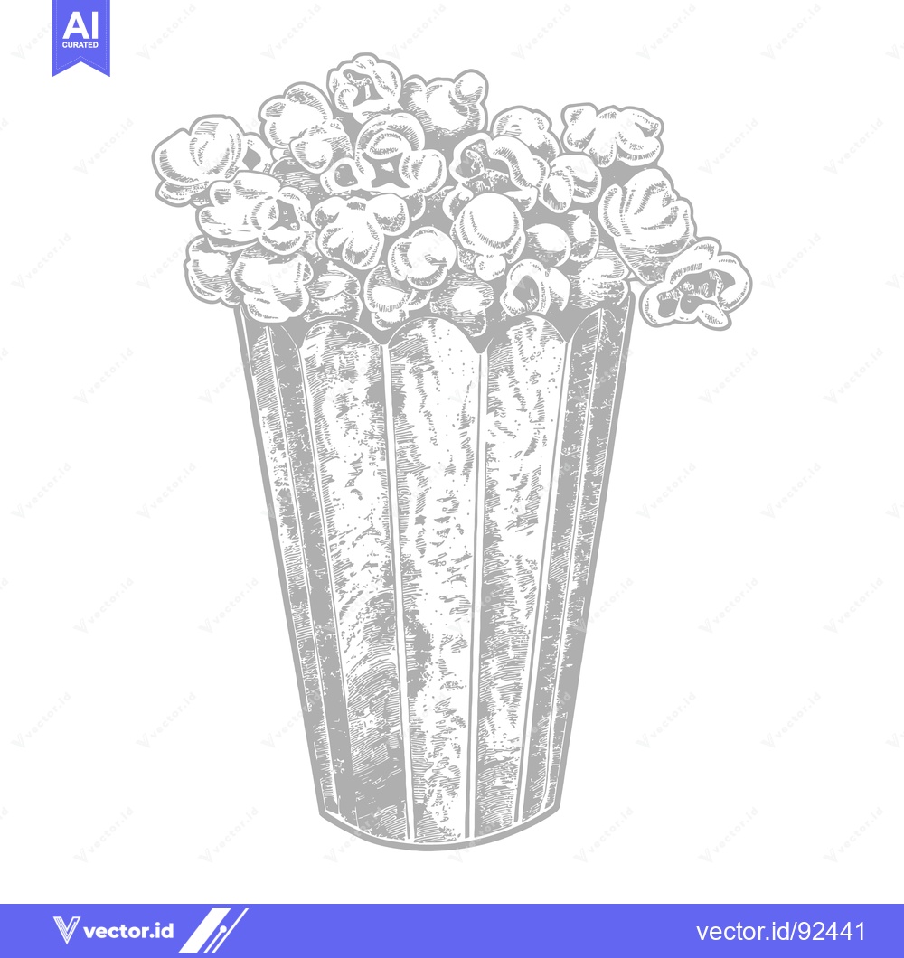 Premium Vector dari A tall container is filled to the brim with fluffy popcorn