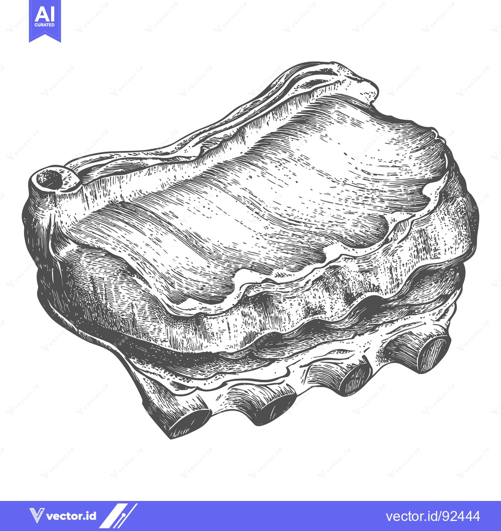 Premium Vector dari A detailed illustration depicting a rack of cooked meat ribs