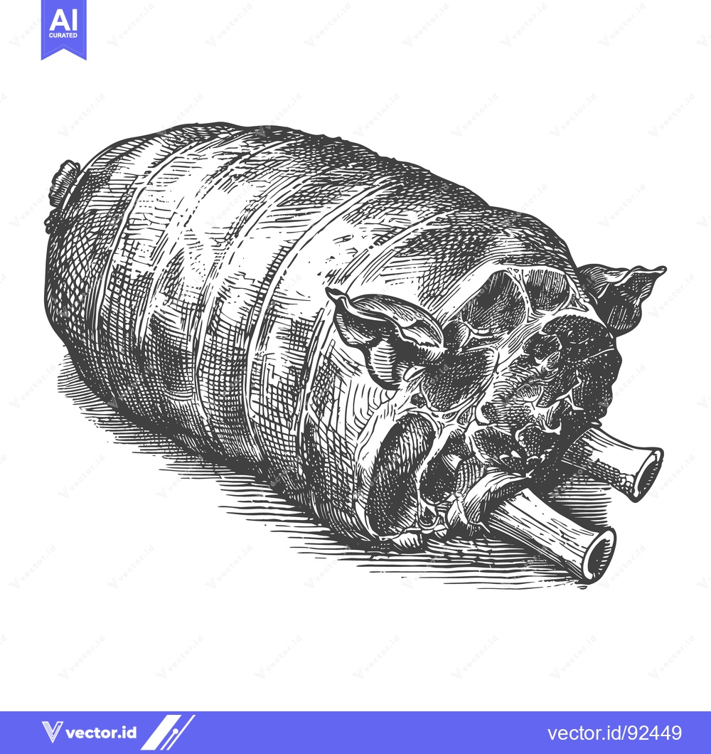 Premium Vector dari A black and white illustration of prepared meat product
