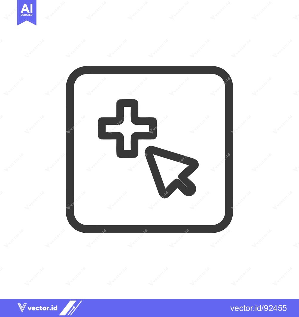 Premium Vector dari Add New Item: Cursor Clicking Plus Sign in Rounded Square Icon
