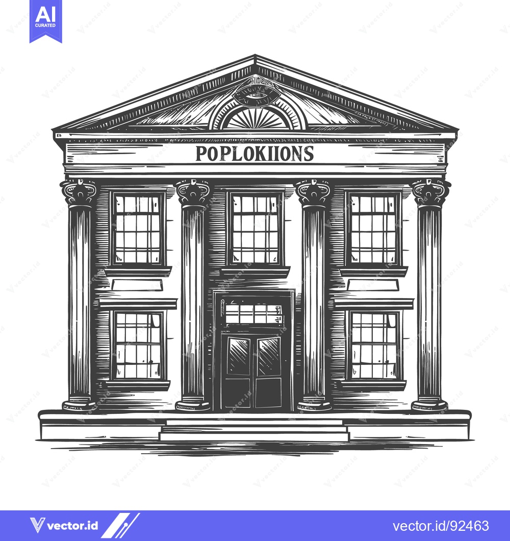 Premium Vector dari A classical architectural building with columns and a triangular roof