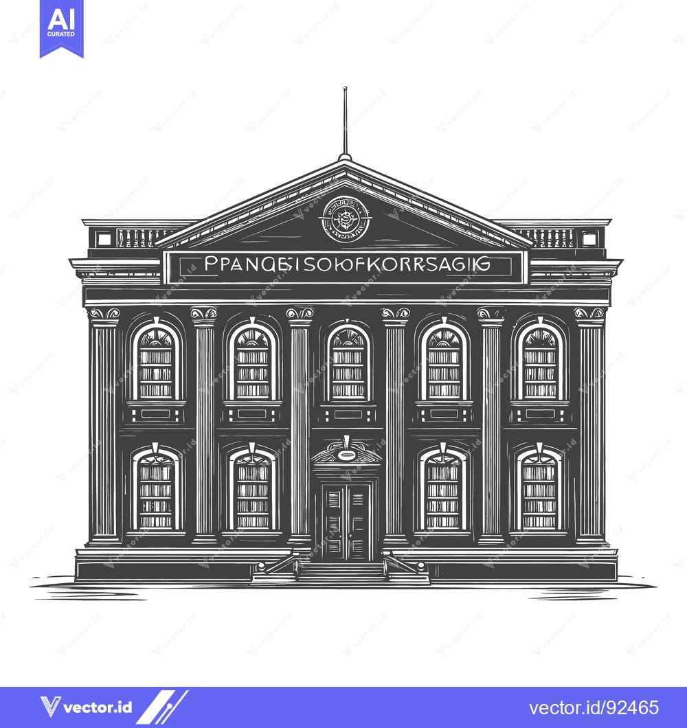 Premium Vector of Detailed illustration showing a classical building with many columns a