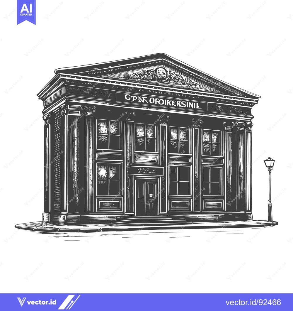 Premium Vector dari Architectural illustration depicting a grand building with classical c