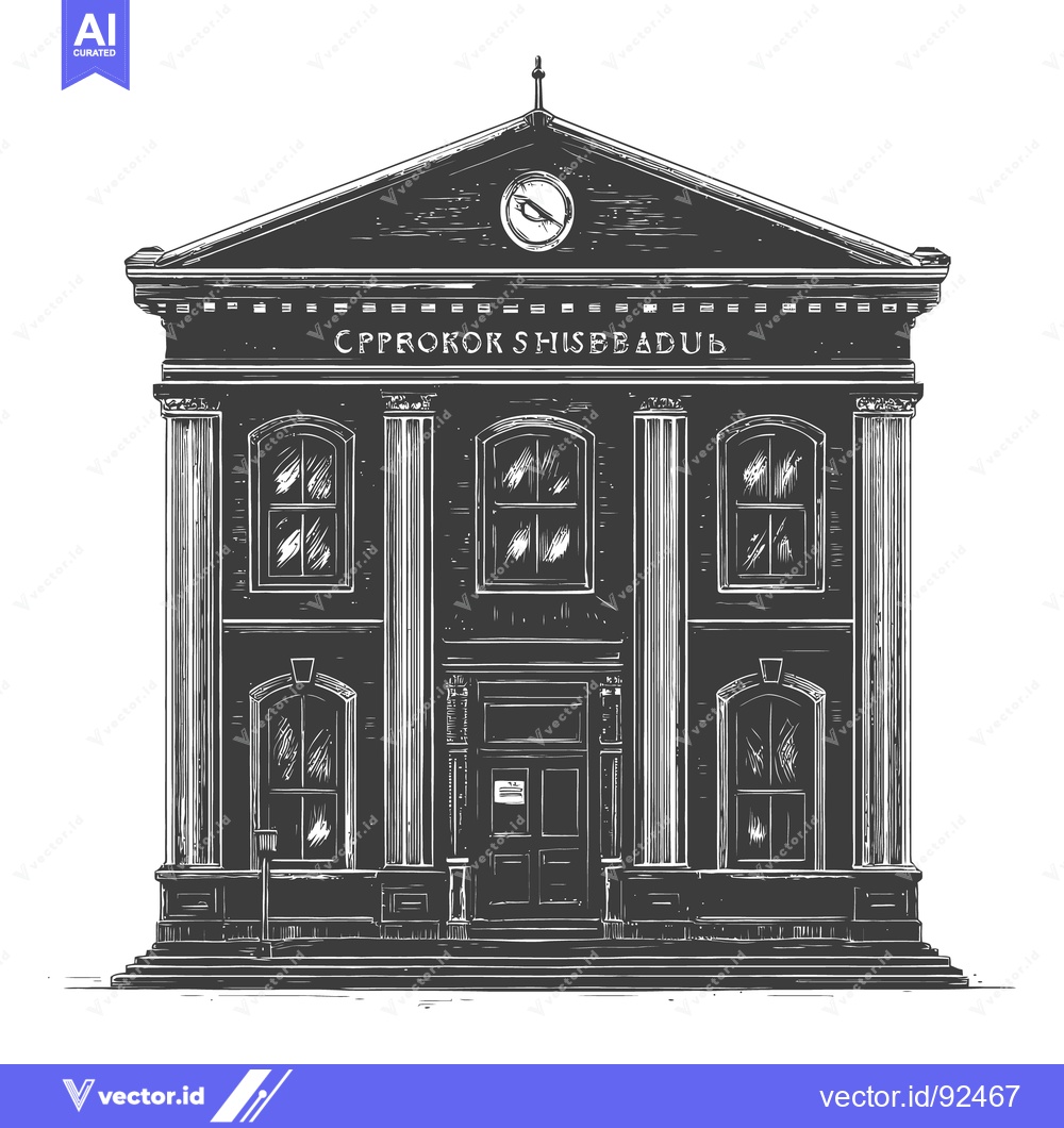 Premium Vector dari Black and white illustration of a classical style building structure