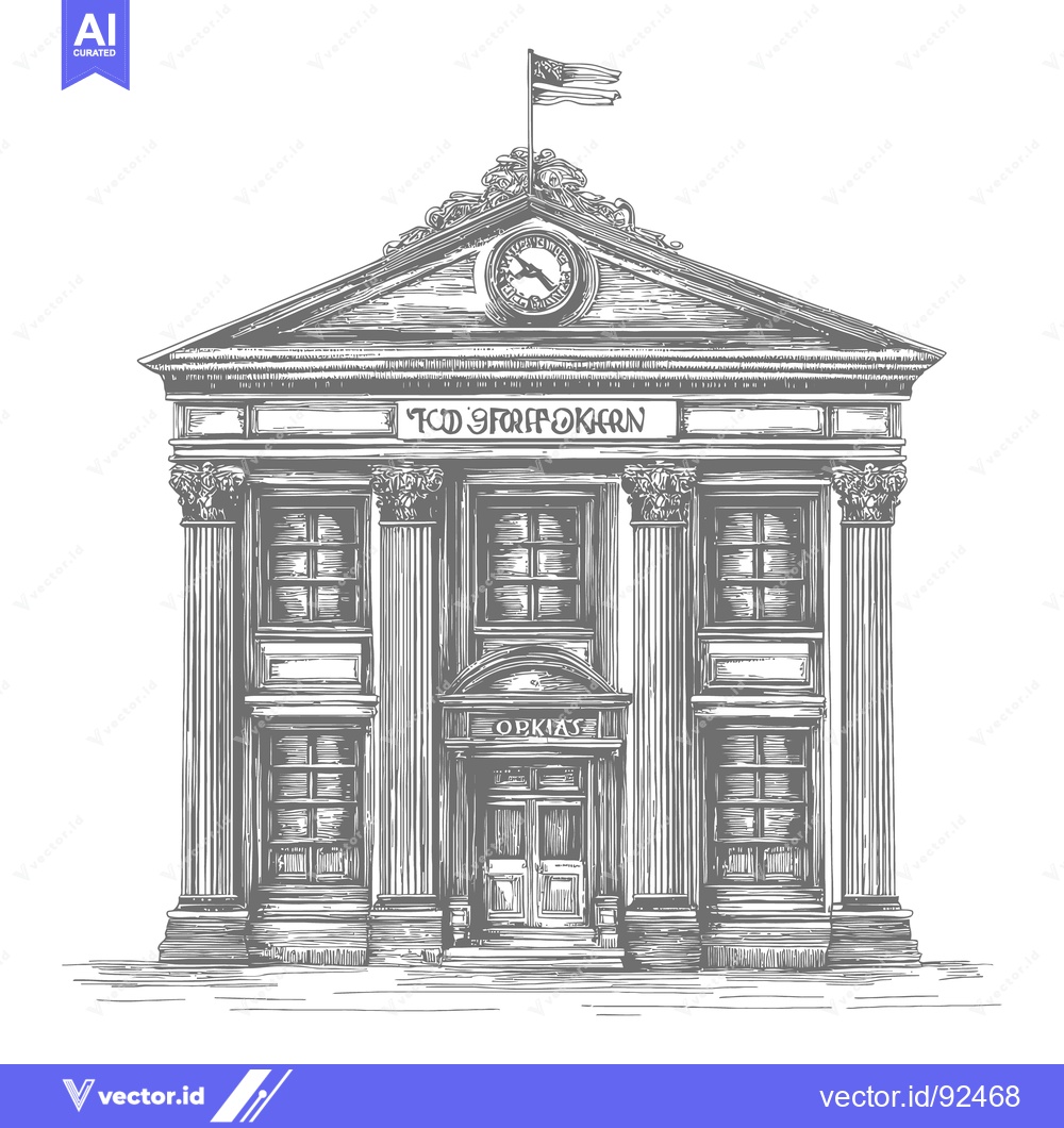 Premium Vector of A detailed architectural drawing of a classical style building exterio