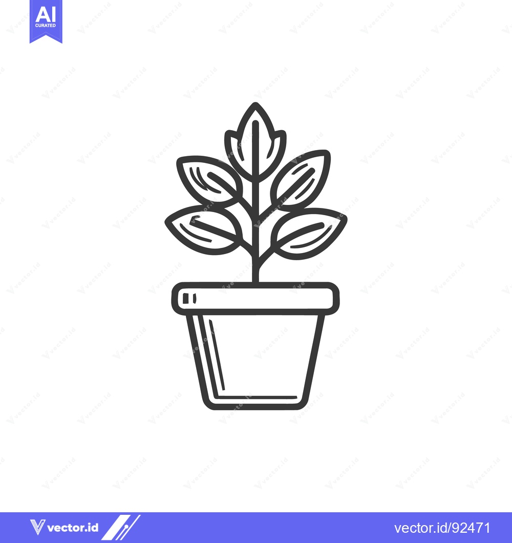 Premium Vector of Minimalist Potted Plant Icon: Clean Line Art Illustration