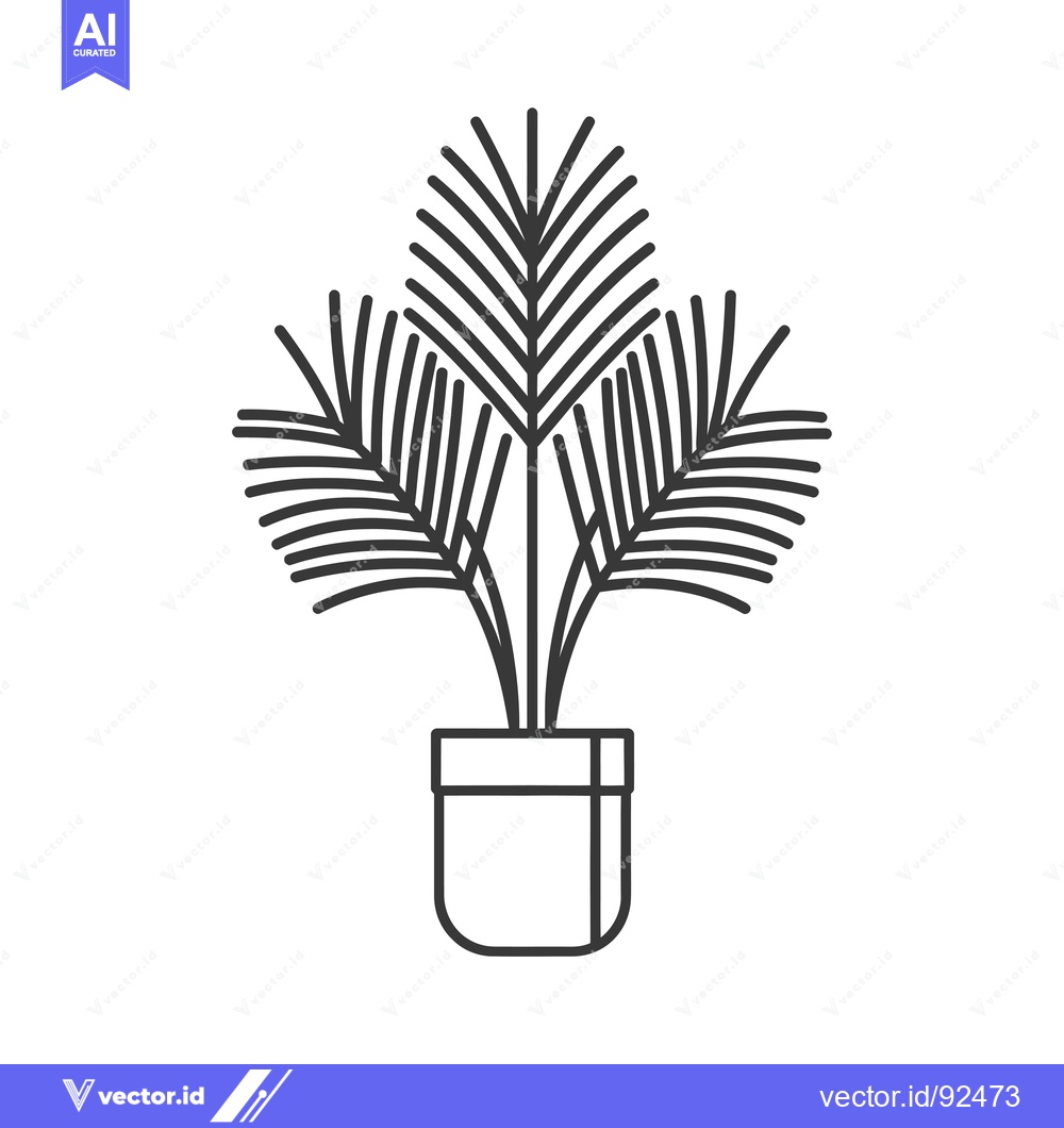 Premium Vector dari Potted Plant with Three Fronds