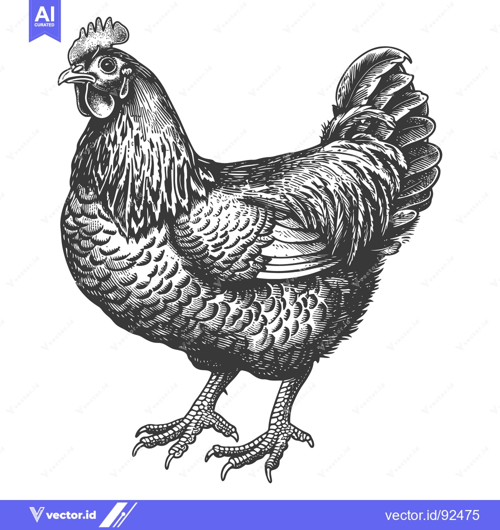 Premium Vector dari An intricately detailed black and white illustration of a chicken