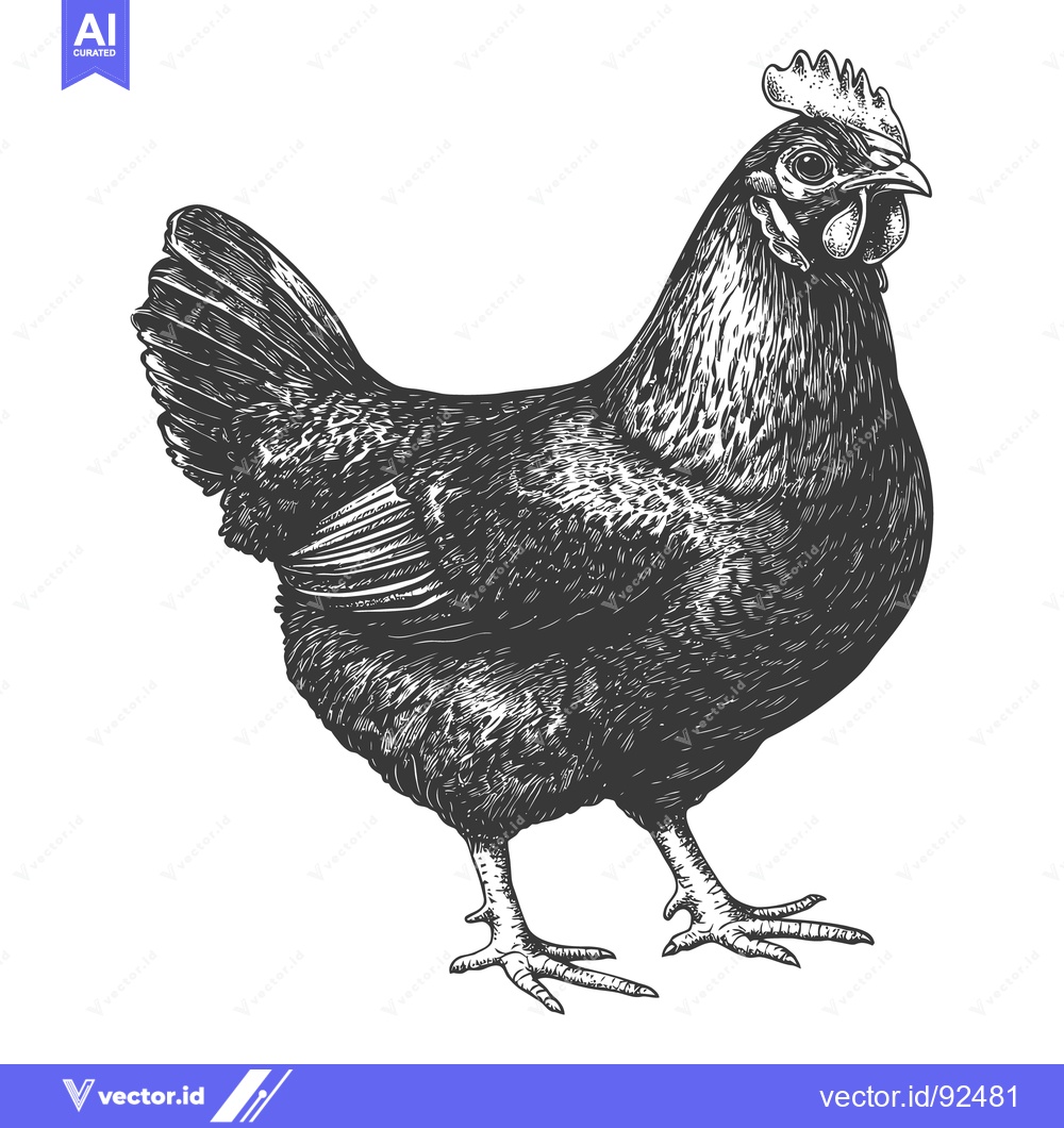 Premium Vector dari A detailed black and white illustration of a domestic hen