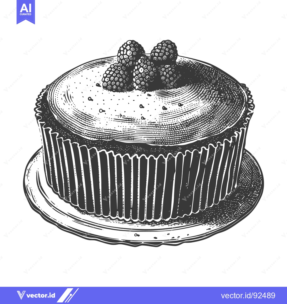Premium Vector dari Detailed illustration of a sweet cake decorated with berries on top
