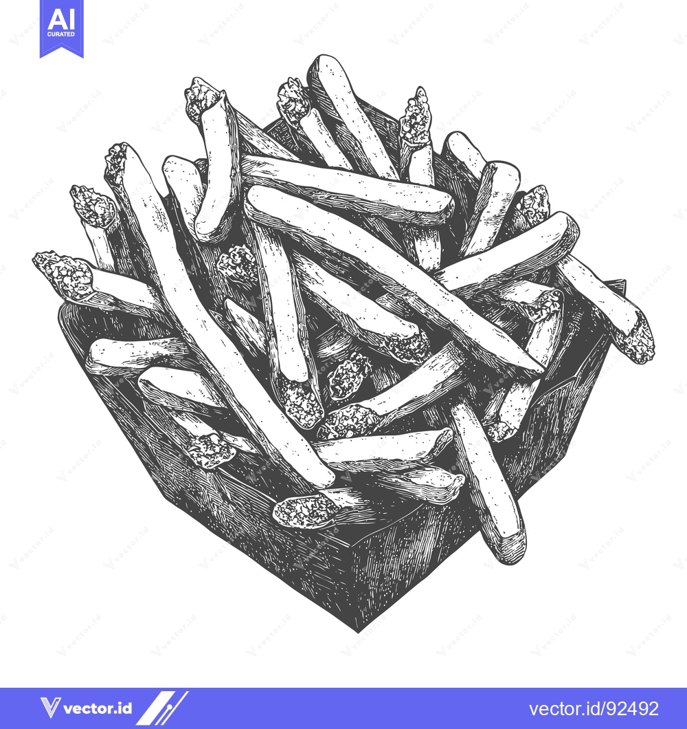 Premium Vector dari Illustration of a carton filled with delicious golden french fries