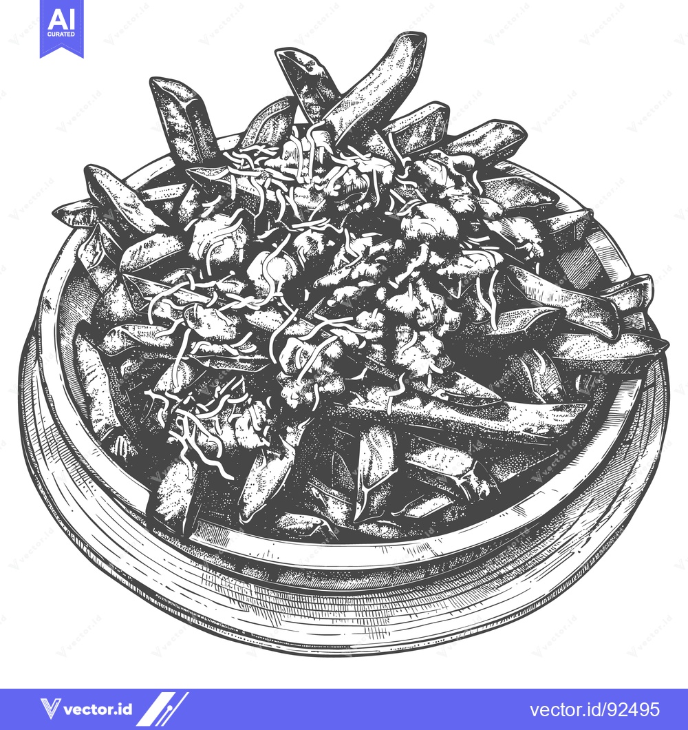 Premium Vector of Illustration of a bowl filled with french fries and toppings