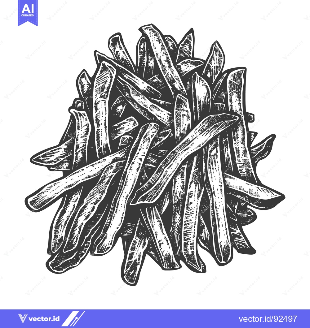 Premium Vector dari A drawing of many french fried potato strips on white background