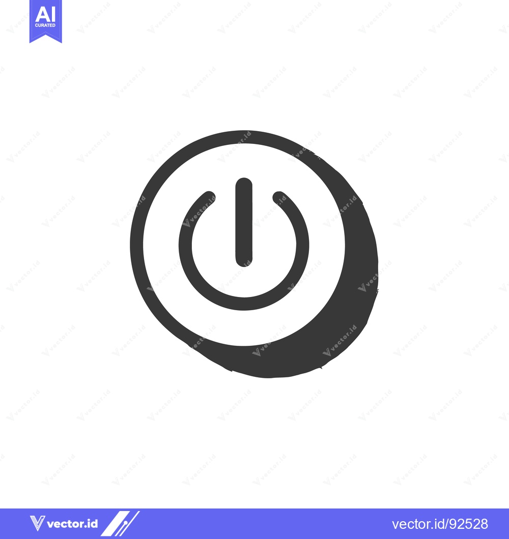 Premium Vector of Distressed Power Icon: Grungy, Circular Symbol with Rough Edges and Bo