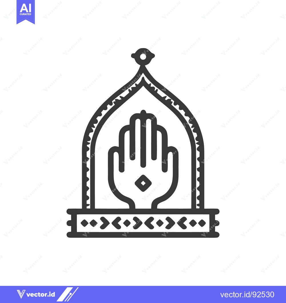 Premium Vector dari Hamsa Hand Icon in Dome, Middle Eastern Symbol, Minimalist Design
