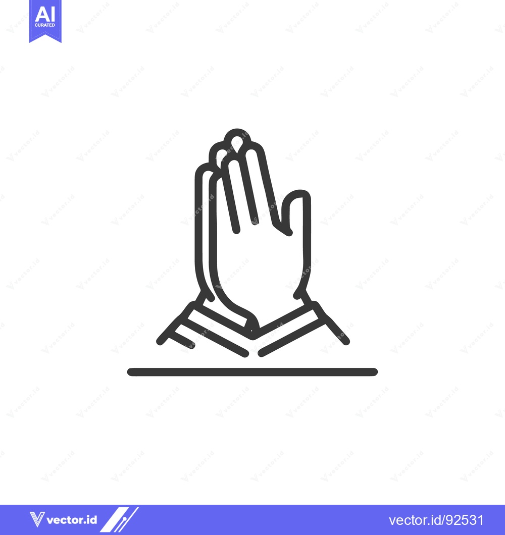 Premium Vector dari Minimalist Prayer Hands Icon: Line Art Symbol of Faith and Spiritualit