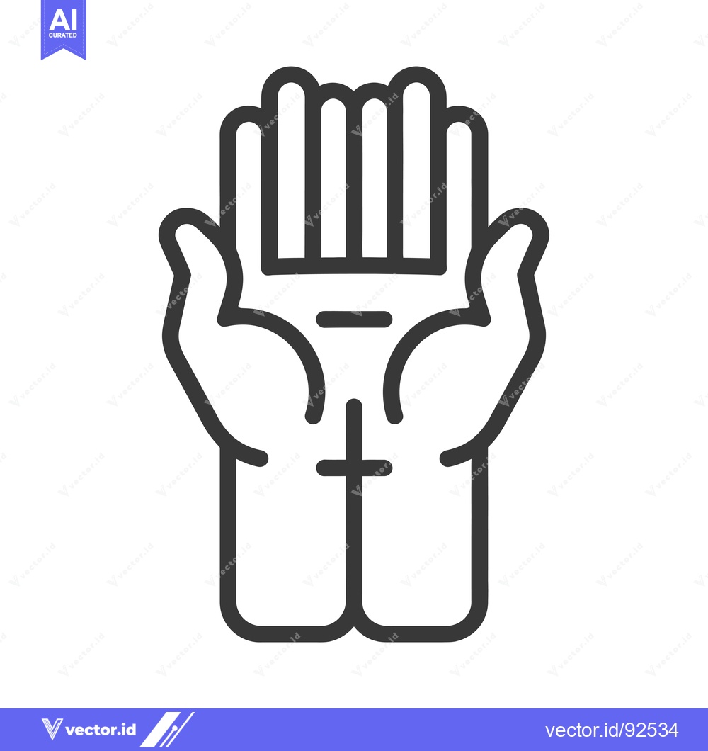 Premium Vector dari Praying Hands with a Cross Between Them