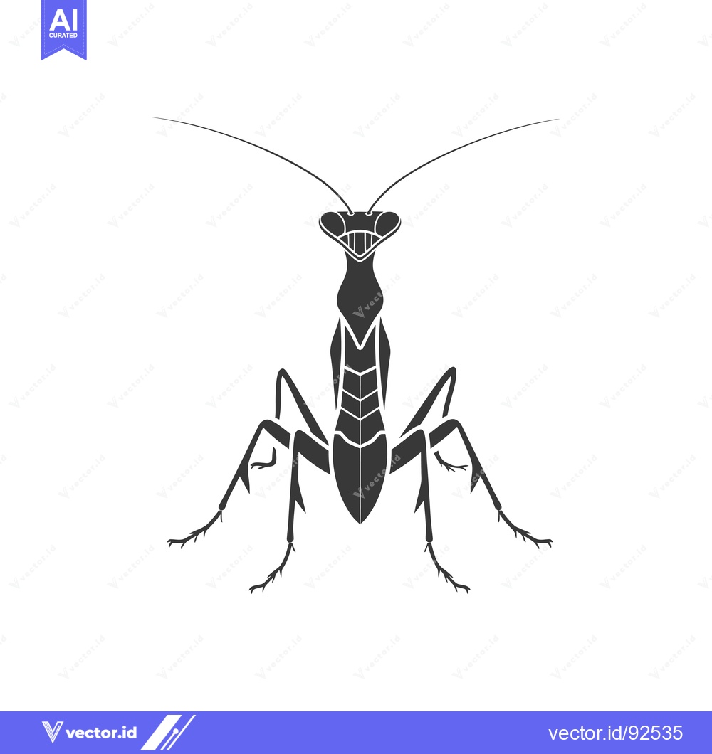 Premium Vector of Praying Mantis Silhouette Illustration