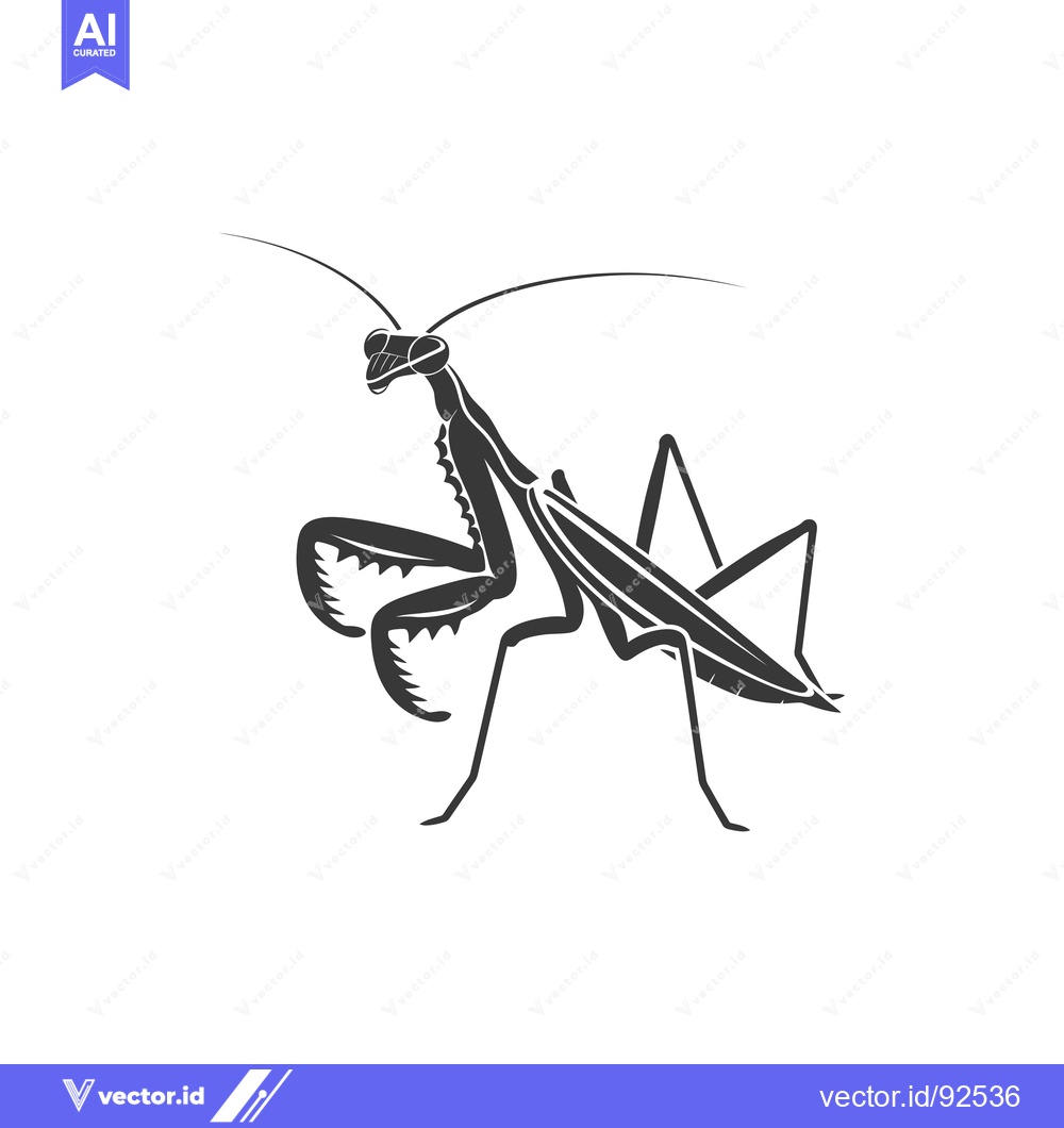 Premium Vector of Praying Mantis Silhouette in Black and White