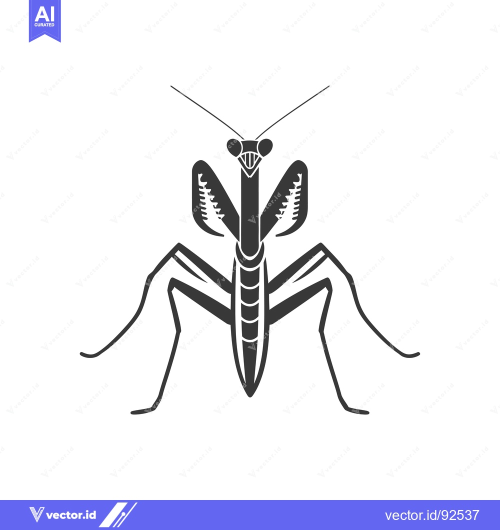 Premium Vector dari Praying Mantis Silhouette in Black and White
