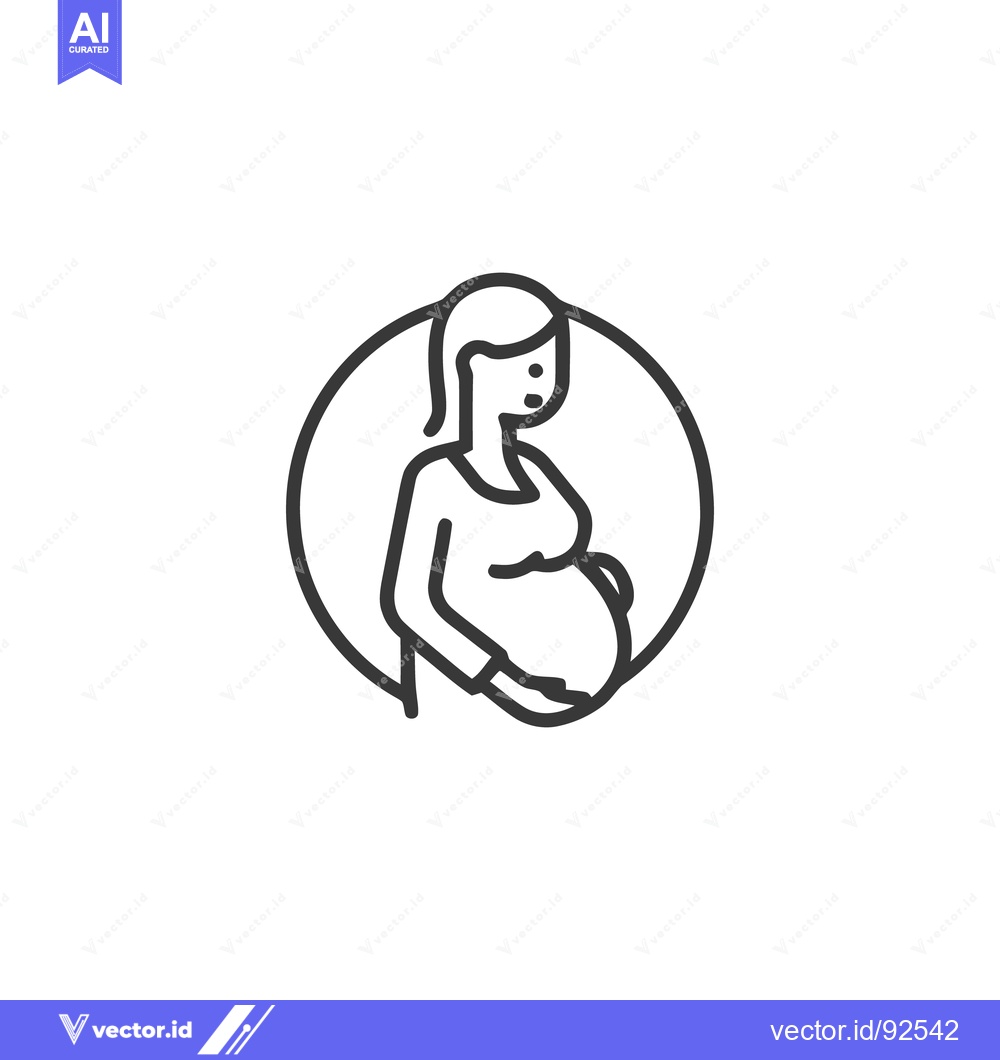 Premium Vector dari Minimalist Line Art: Pregnant Woman in Circle Frame, Motherhood Icon