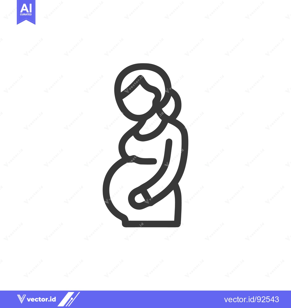 Premium Vector dari Minimalist Pregnancy Icon: Expectant Mother with Hands on Belly