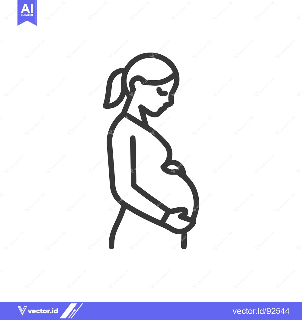 Premium Vector dari Minimalist Line Art: Pregnant Woman Silhouette with Ponytail and Hands
