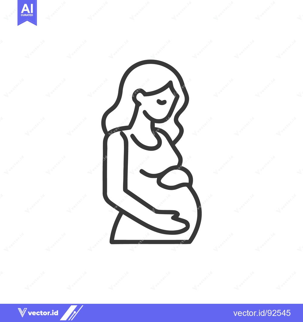 Premium Vector of Minimalist Line Art: Pregnant Woman Silhouette with Hands on Belly