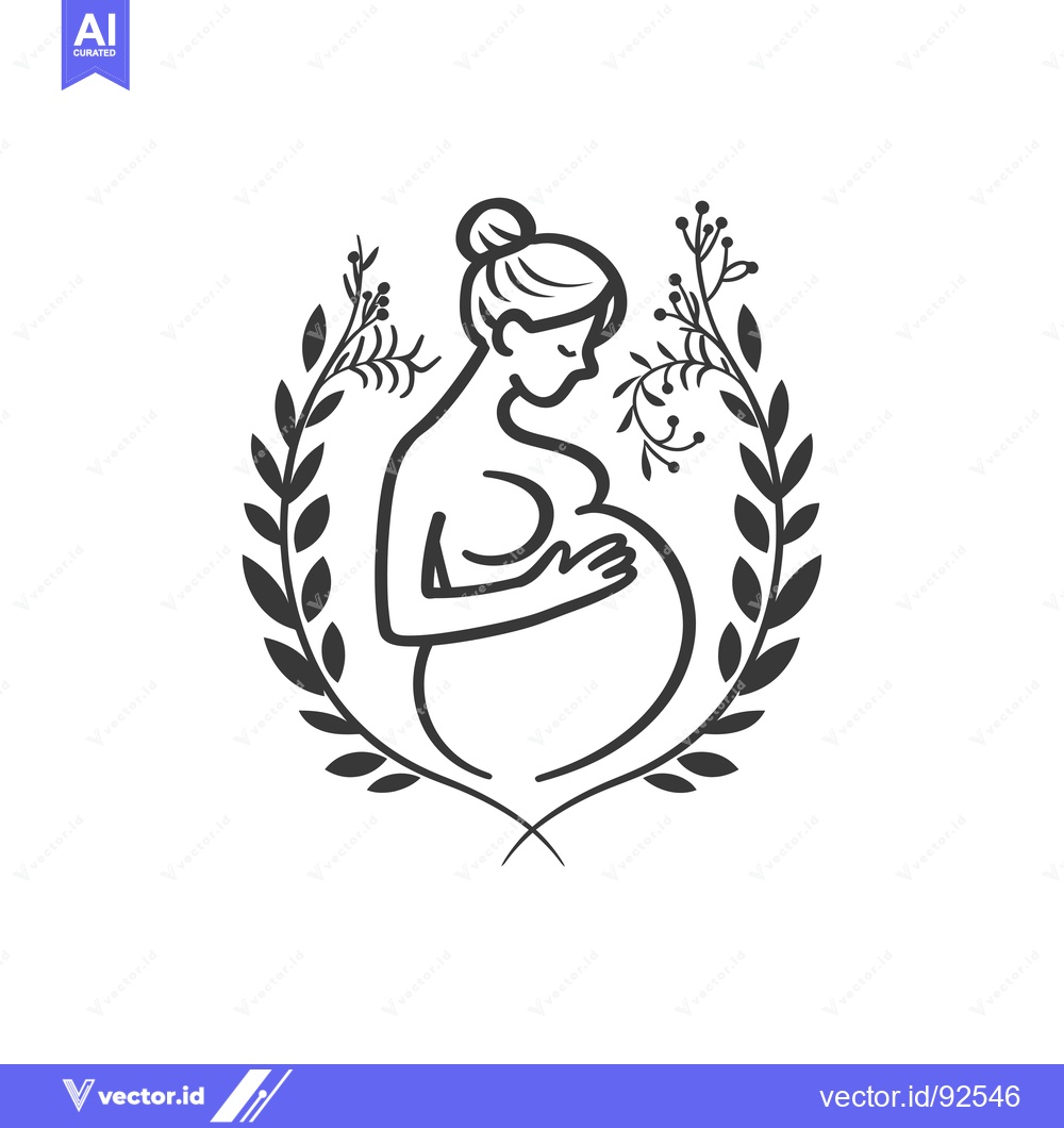 Premium Vector dari Pregnant Woman Embracing Her Belly Surrounded by Floral Wreath