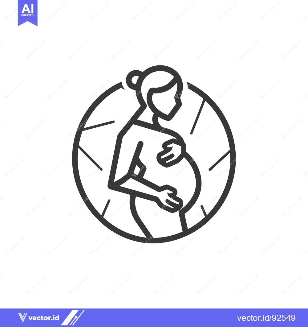 Premium Vector dari Pregnant Woman Holding Her Belly in a Circular Frame