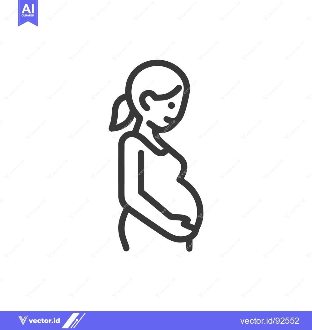 Premium Vector of Minimalist Line Art: Pregnant Woman Silhouette with Hands on Belly