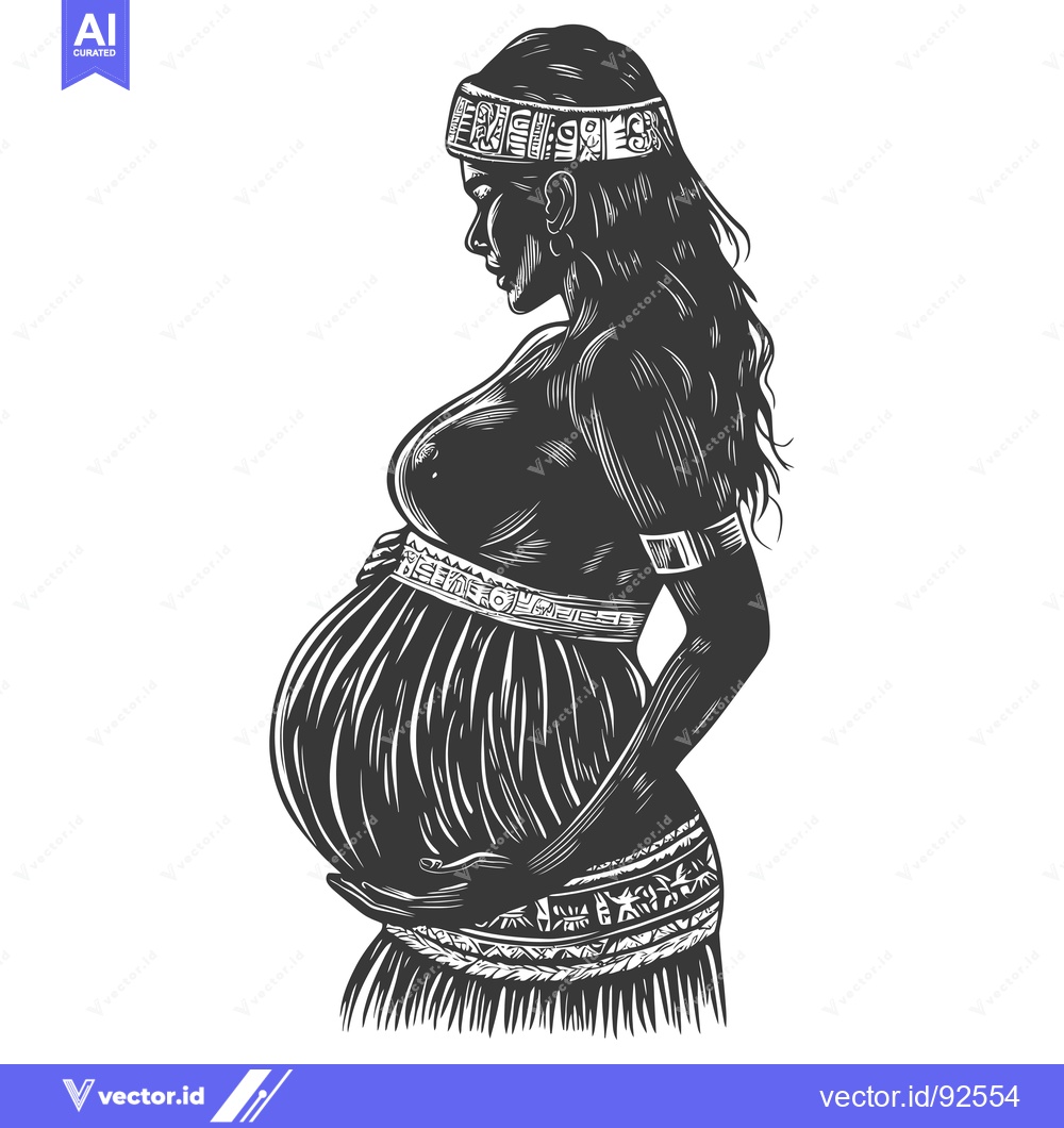 Premium Vector of Pregnant Woman in Traditional Indigenous Attire