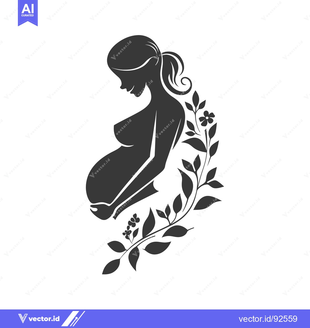 Premium Vector dari Pregnant Woman Silhouette with Floral Design
