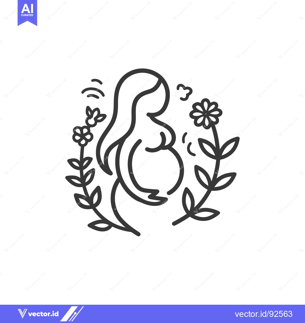 Premium Vector of Pregnant Woman Surrounded by Flowers and Leaves