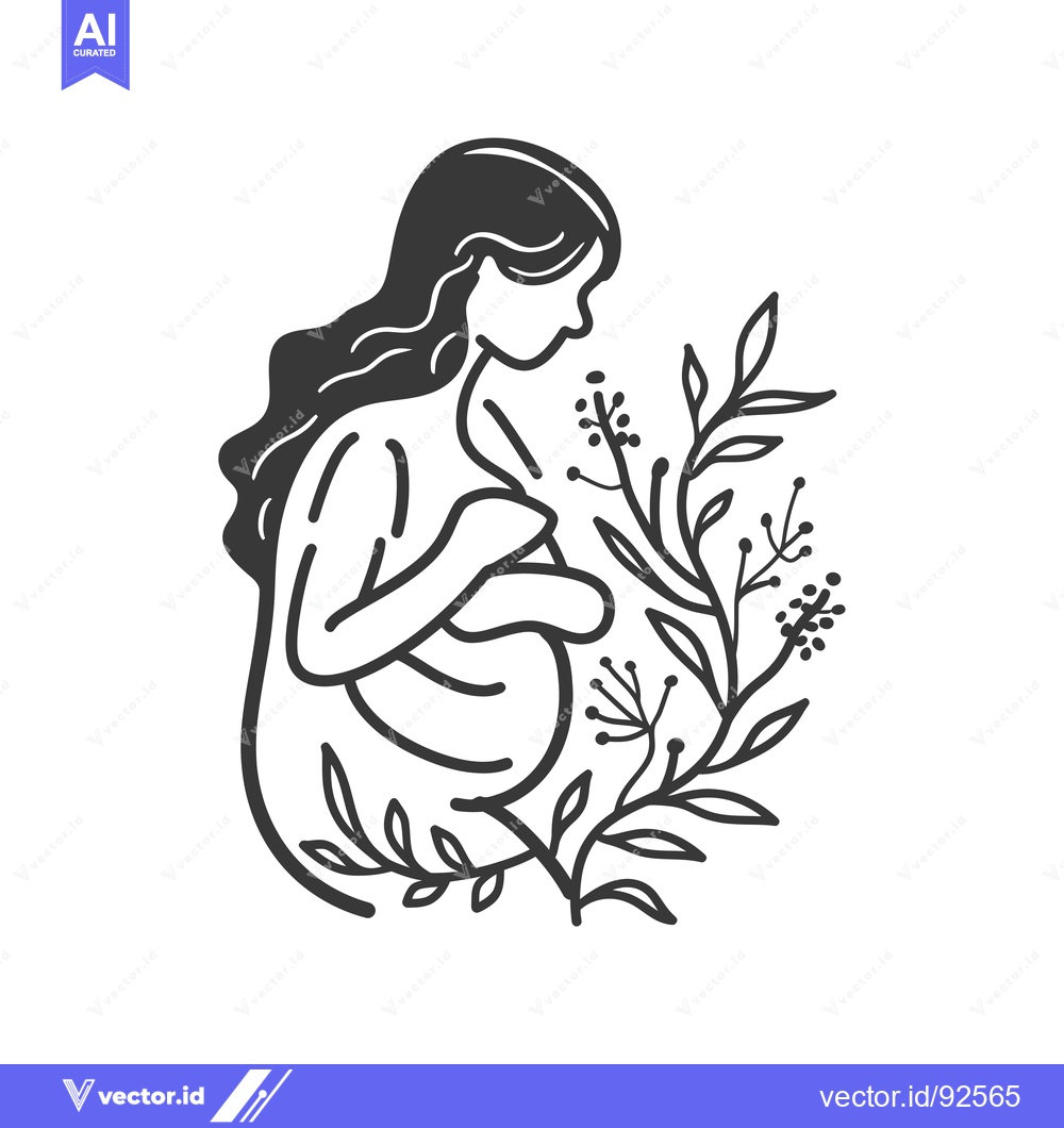 Premium Vector dari Pregnant Woman with Floral Design