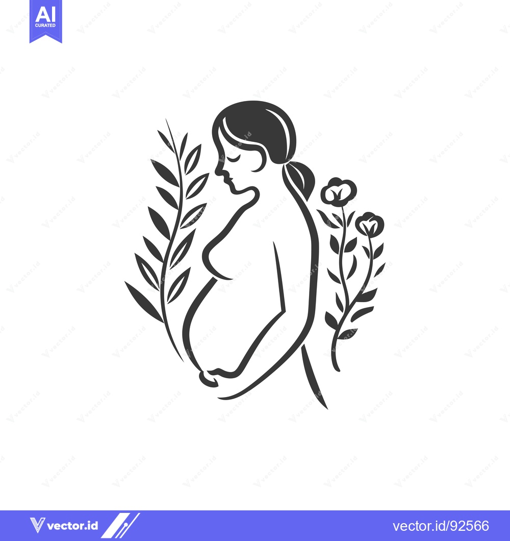 Premium Vector dari Pregnant Woman with Flowers and Leaves Silhouette