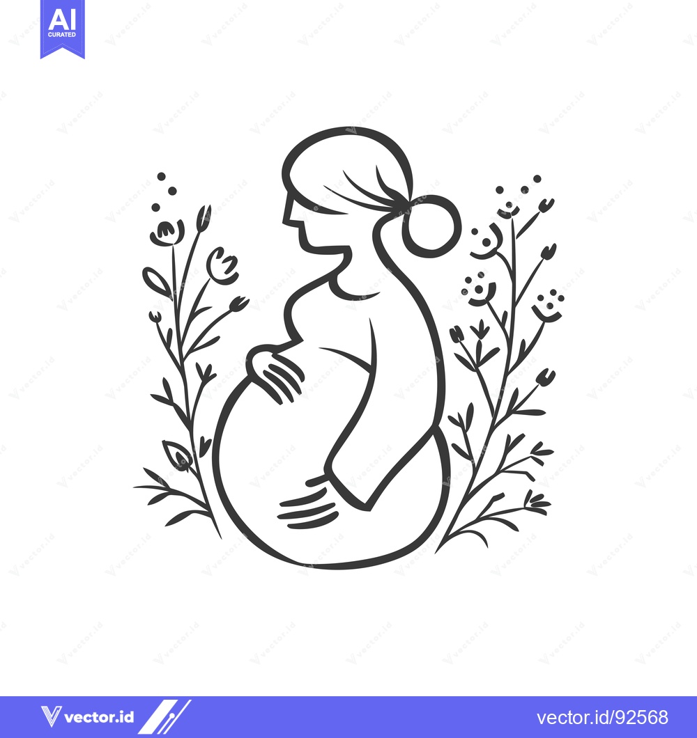 Premium Vector dari Pregnant Woman with Flowers Surrounding Her