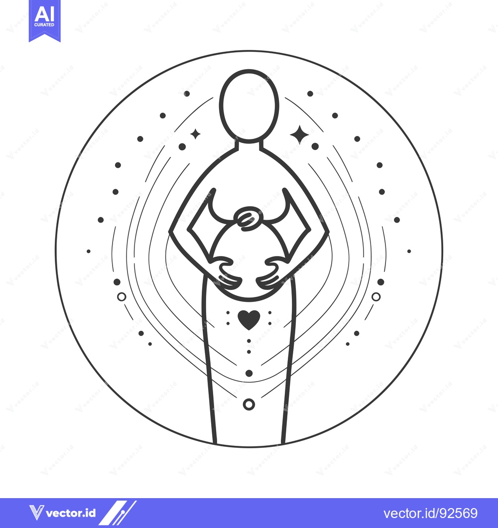 Premium Vector of Pregnant Woman with Hands Holding a Baby in a Circular Frame with a Ma