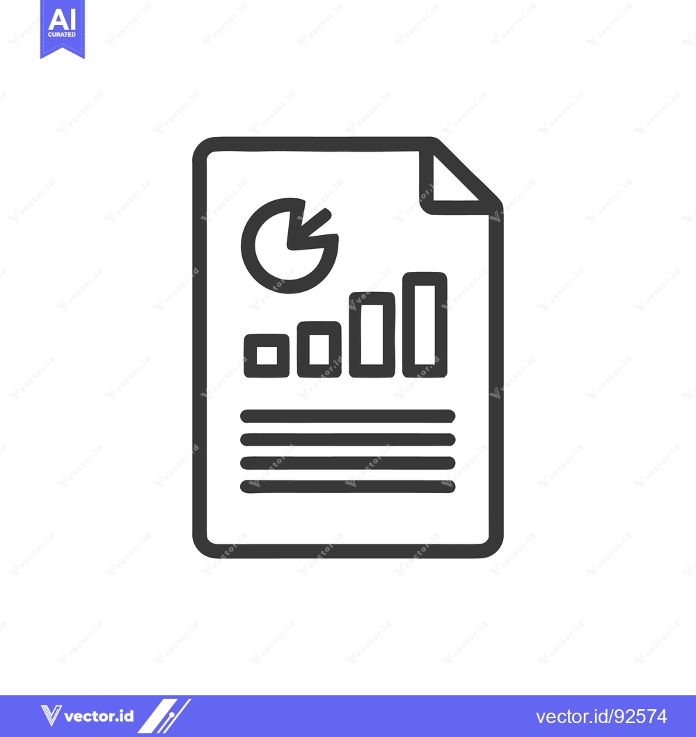 Premium Vector dari Financial Report Icon: Pie Chart and Bar Graph on Document