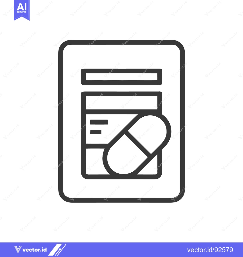Premium Vector dari Minimalist Icon of Prescription and Capsule, Medical Treatment Symbol
