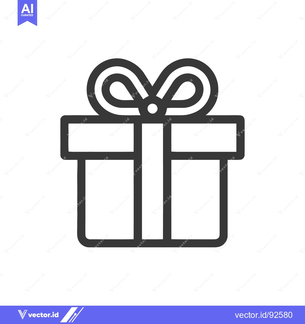 Premium Vector dari Minimalist Gift Box Icon with Bow, Celebration Symbol